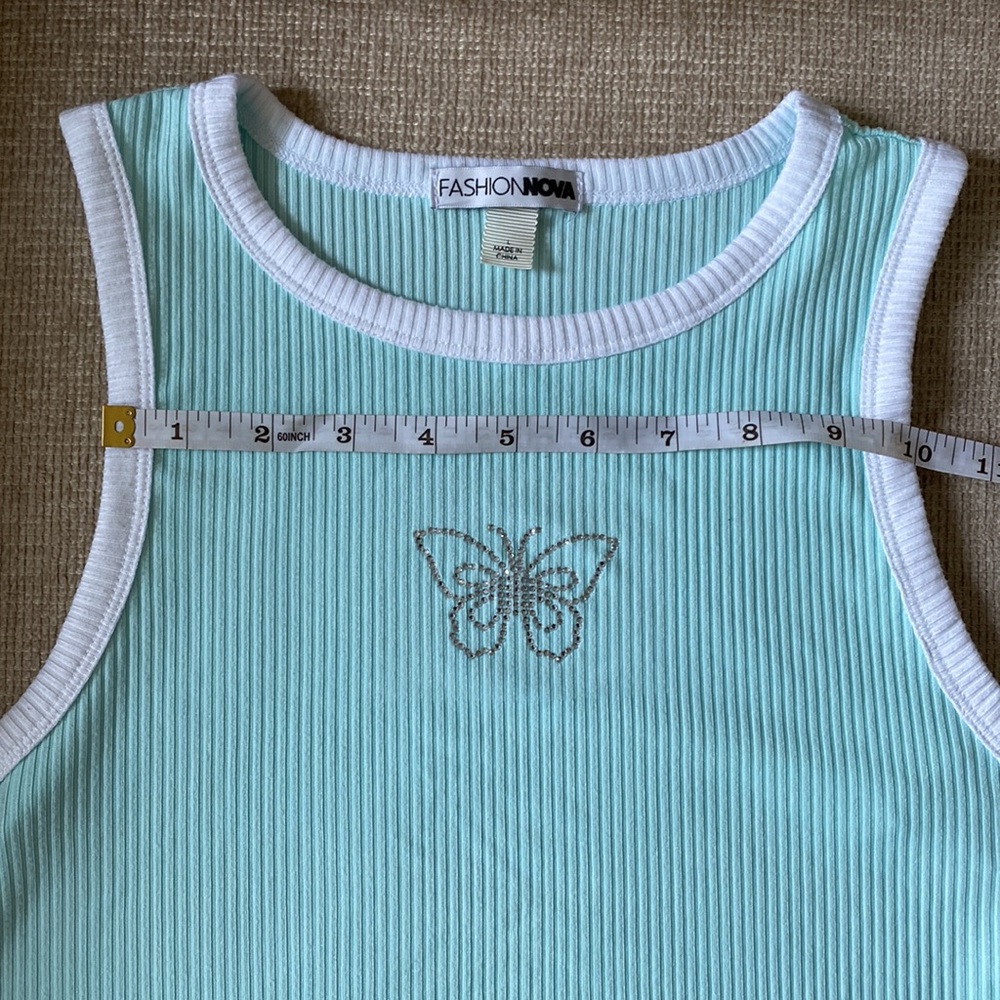 Y2K Queen Rhinestone Tank-Mint - Picture 9 of 15